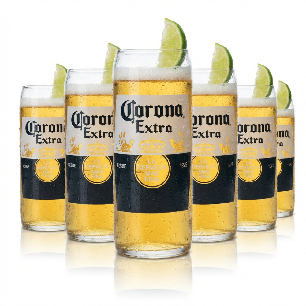 6x Corona beer glass 0.5l glass set â elegant contour relief calibrated for catering