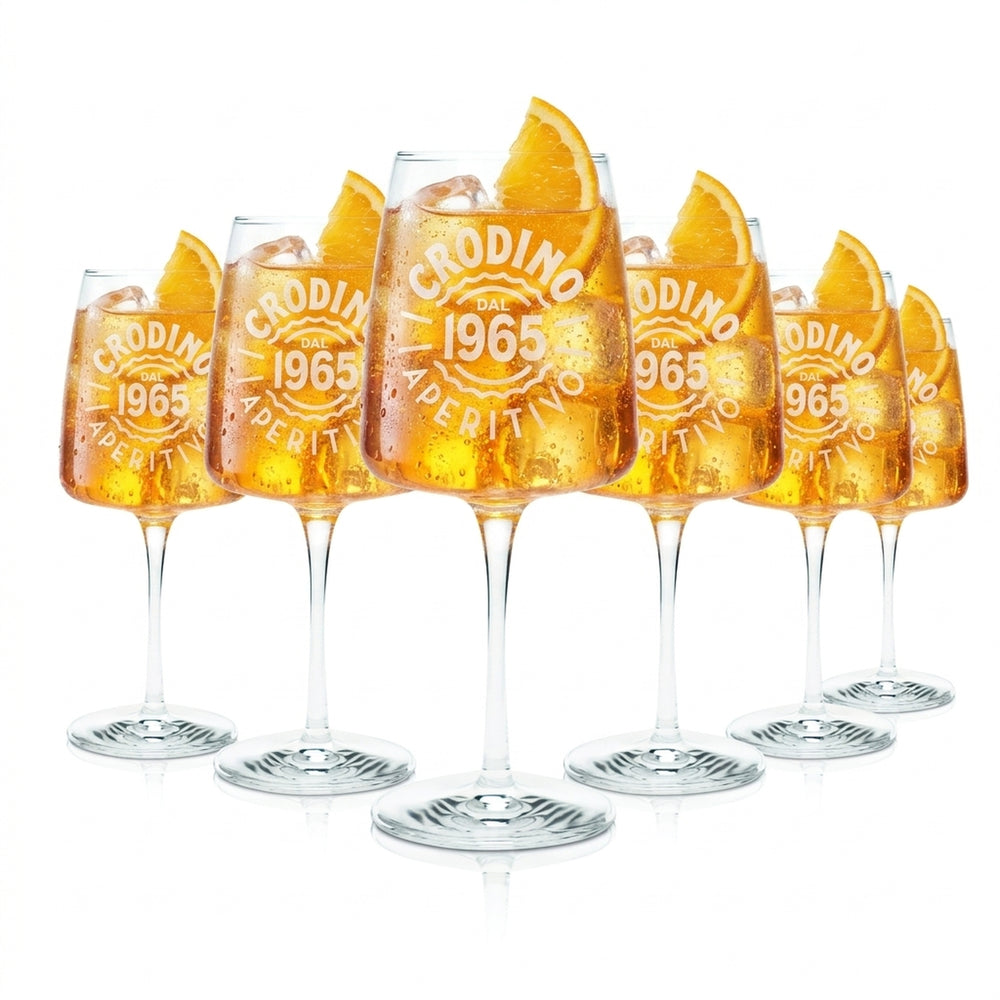 6x Crodino Aperitivo Glass 48cl Wine Glass 1965 Cocktail Glasses Long Drink Bitter