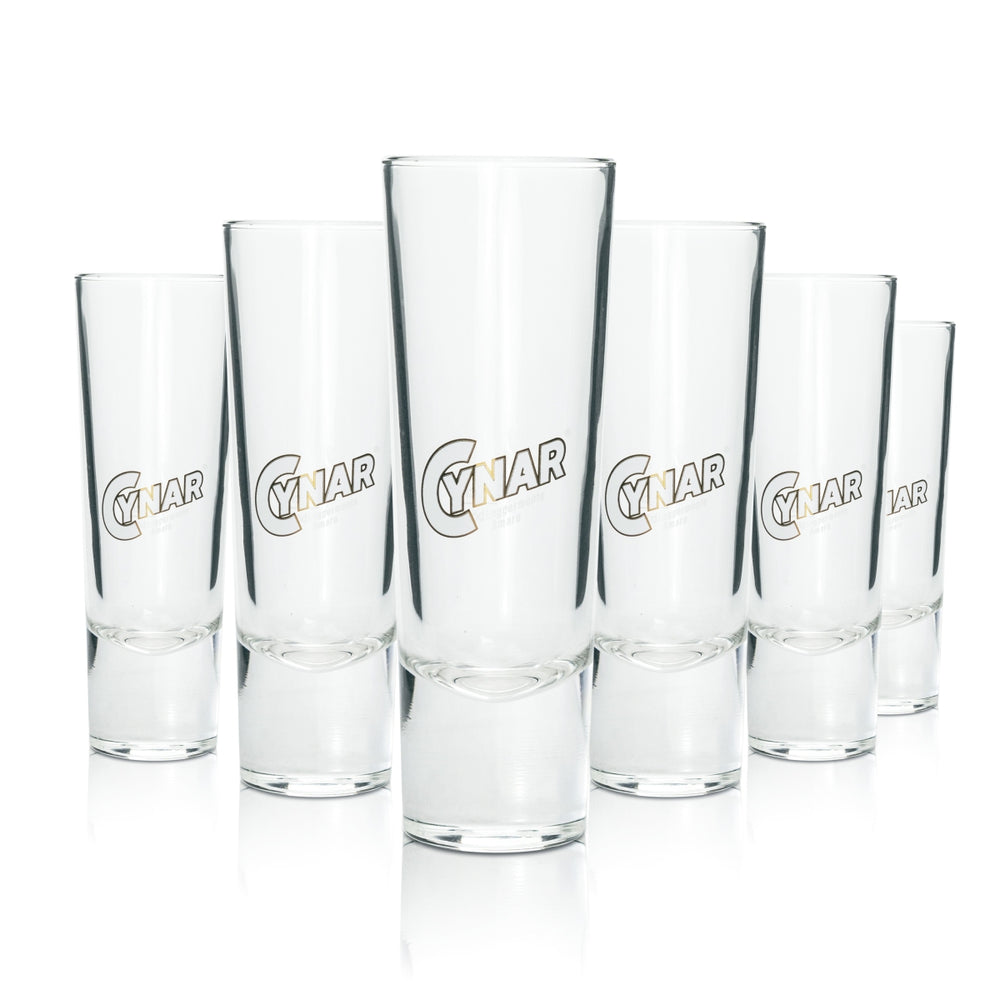 6x Cynar Amaro Glass On Ice Glasses with Measure 4cl Cocktail Retro Logo Bar Gold