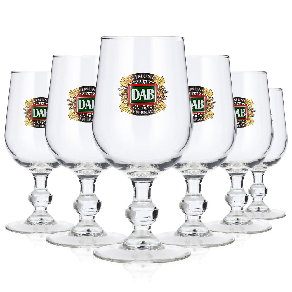 6x DAB - Dortmunder Aktien Brauerei Beer Glass, 0.33 L, Goblet, Old Logo