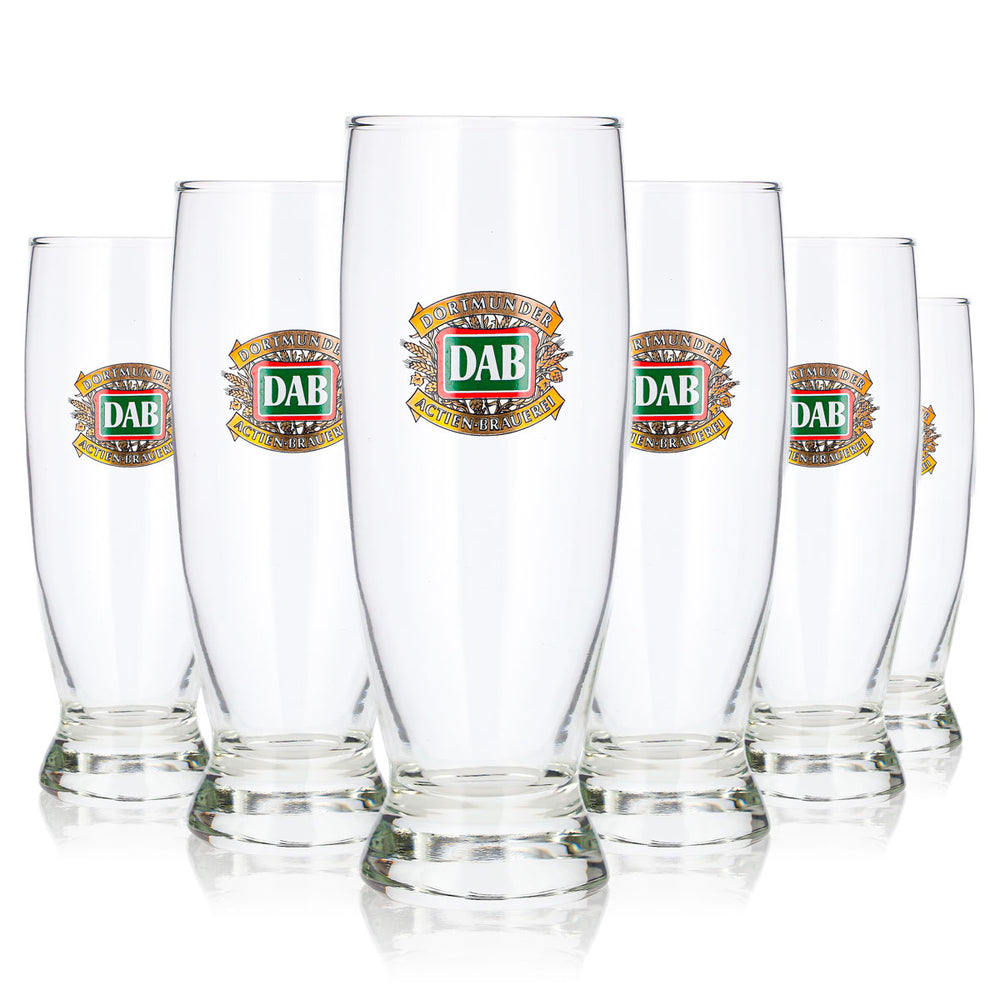 6x DAB - Dortmunder Aktien Brauerei Beer Glass, 0.34 L Long Drink Tumbler (Set of 6)