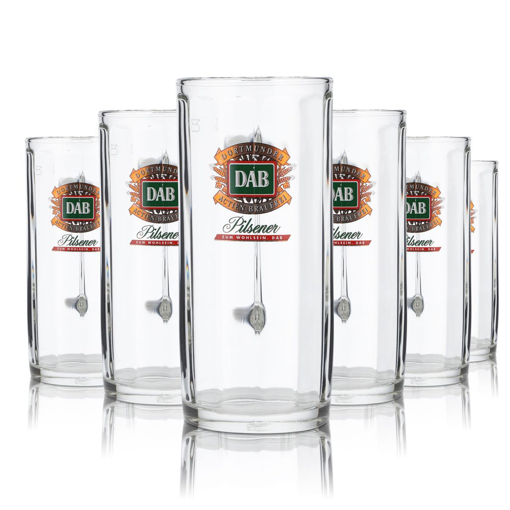 6x DAB glass Dortmunder Aktien Brauerei 0,3l beer mug Pilsener glasses set