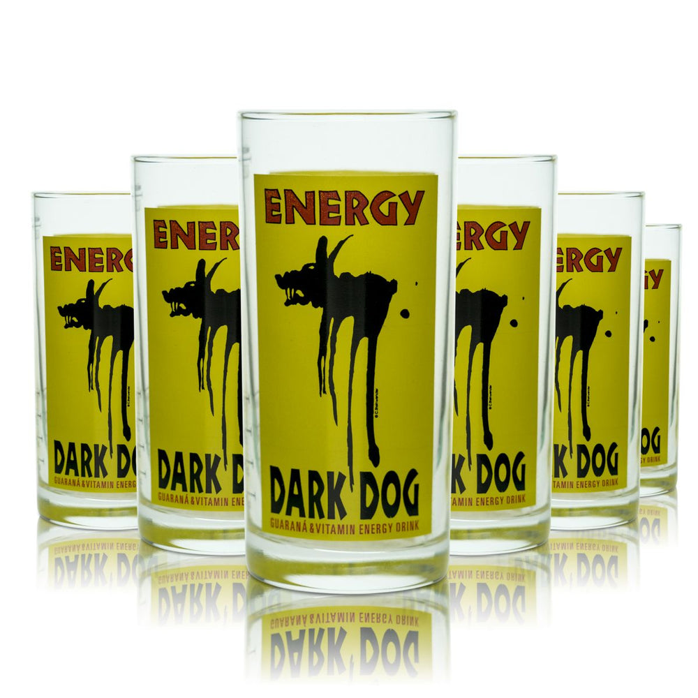 6x Dark Dog Glass 0.25l Shot Glasses Long Drink Glasses Drinking Glasses Energy Drink