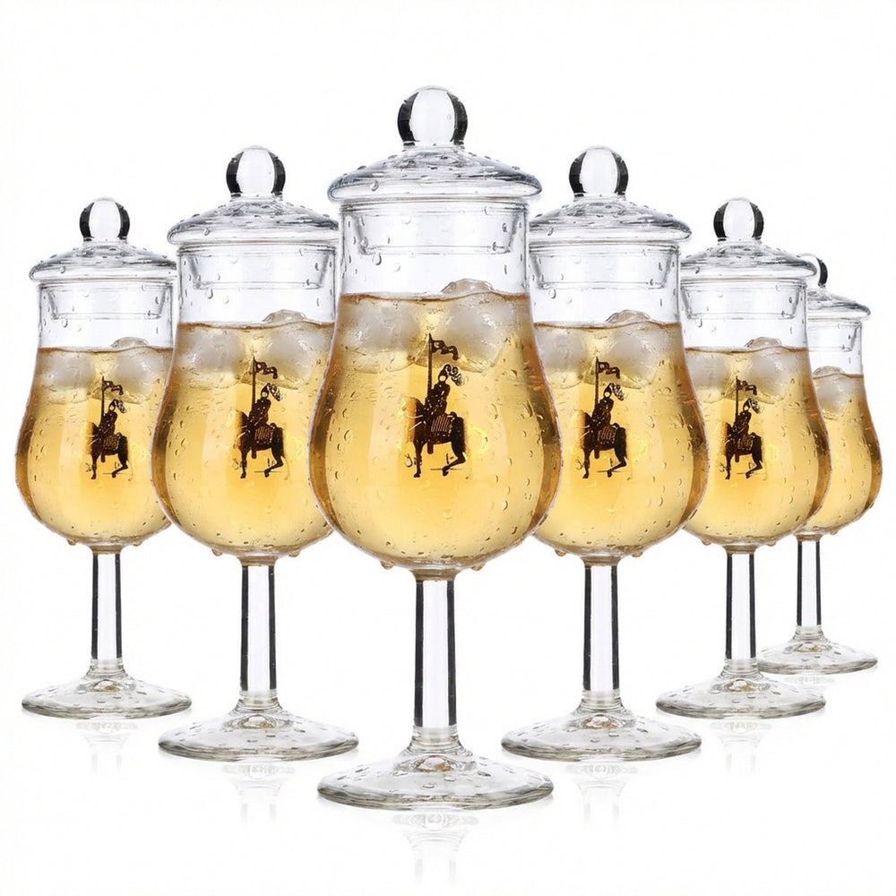 6x Dauphin brandy glass 2cl/4cl tasting glass with lid, Böckling rider logo