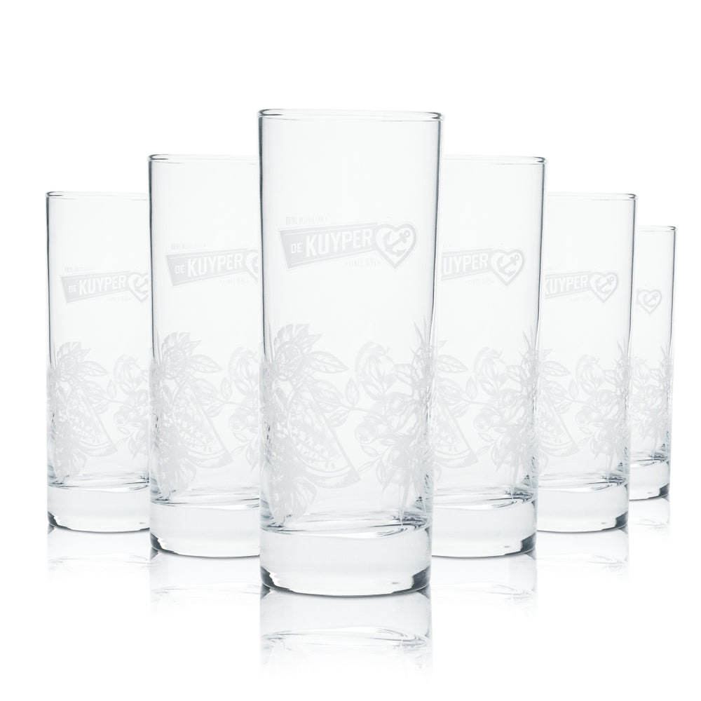 6x De Kuyper Long Drink Glass 0.3L Cup Designer Print Glasses Liqueur Netherlands Bar
