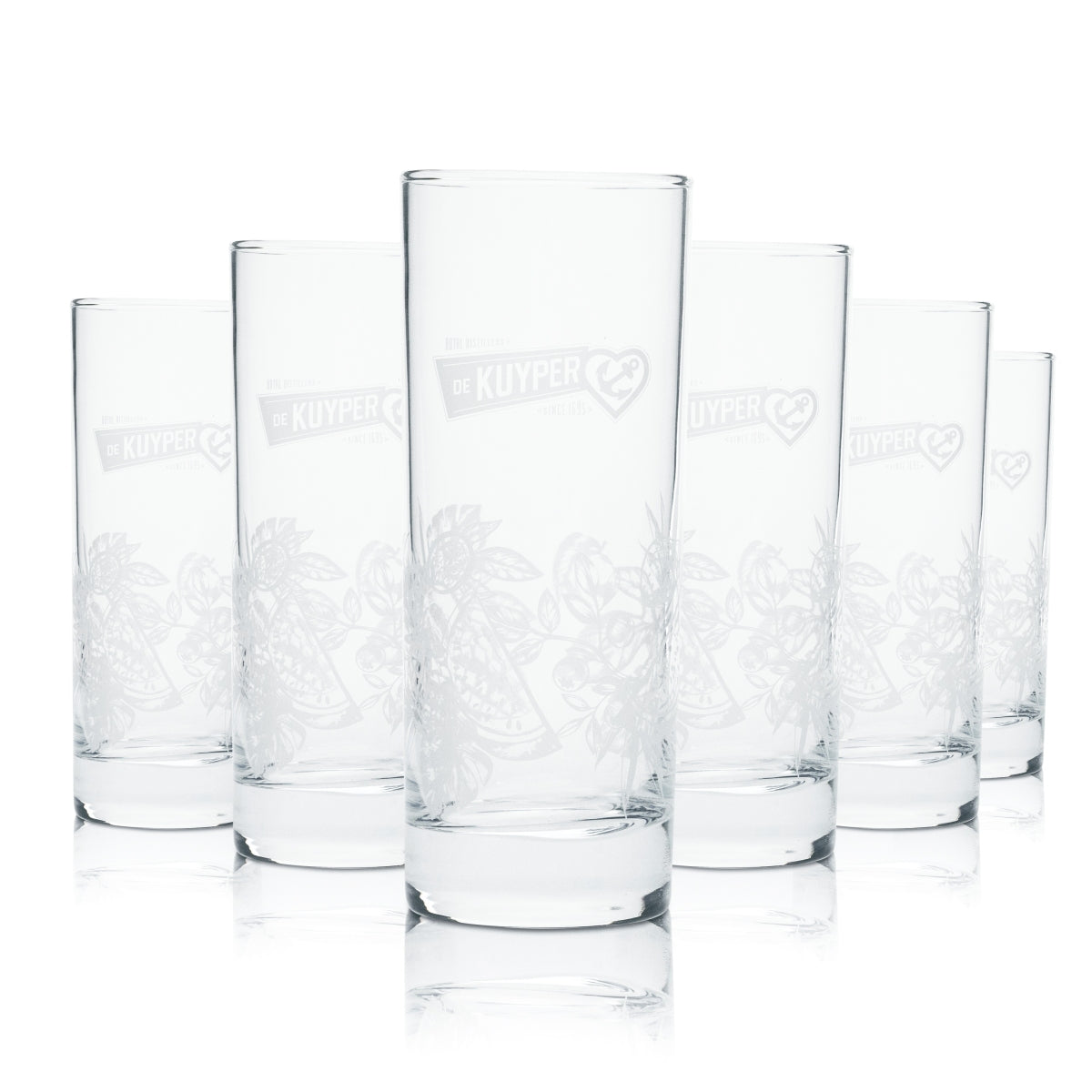 6x De Kuyper Long Drink Glass 0.3L Cup Designer Print Glasses Liqueur Netherlands Bar