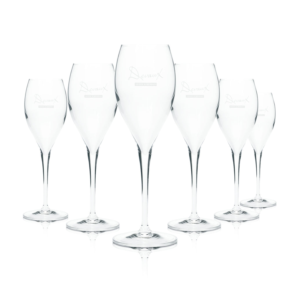 6x Devaux Champagne Glass 0.1l Flute Bowl Wine Sparkling Wine Glasses France Veuve Bar