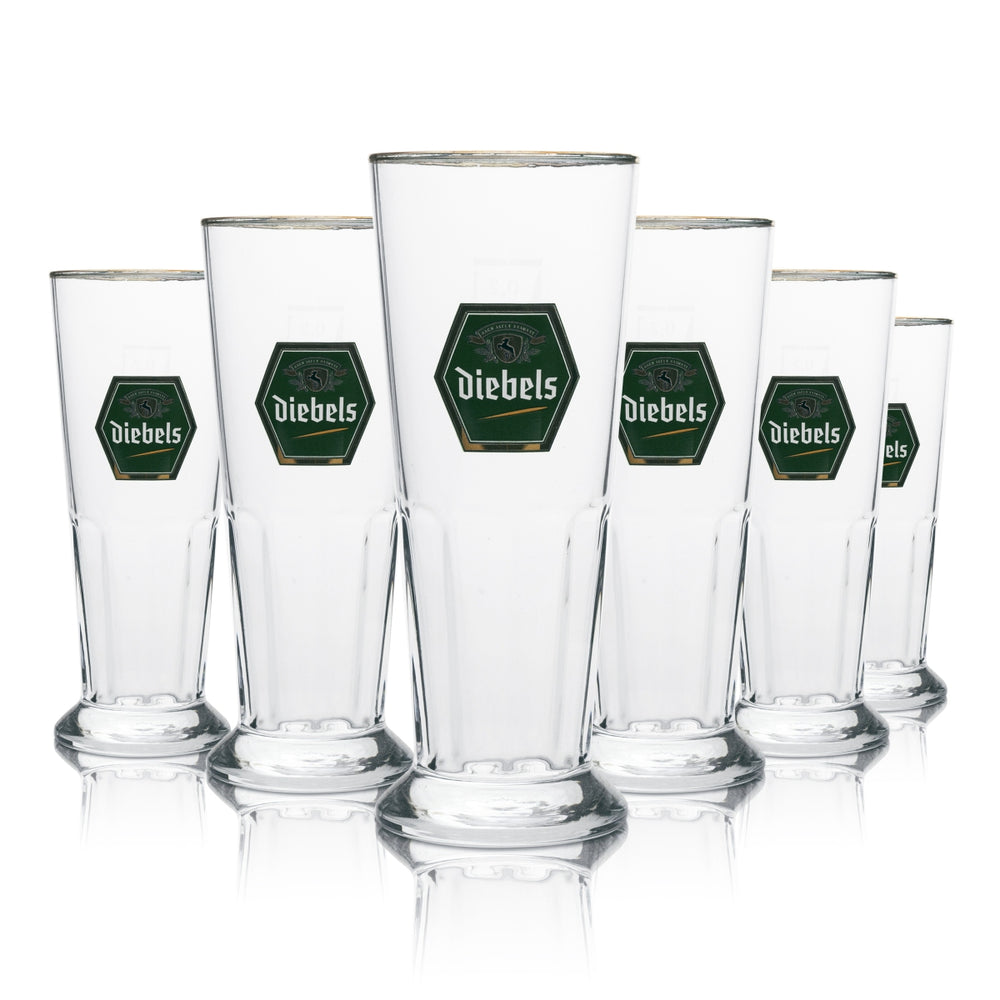 6x Diebels Beer Glass Cup 0.2l rastal