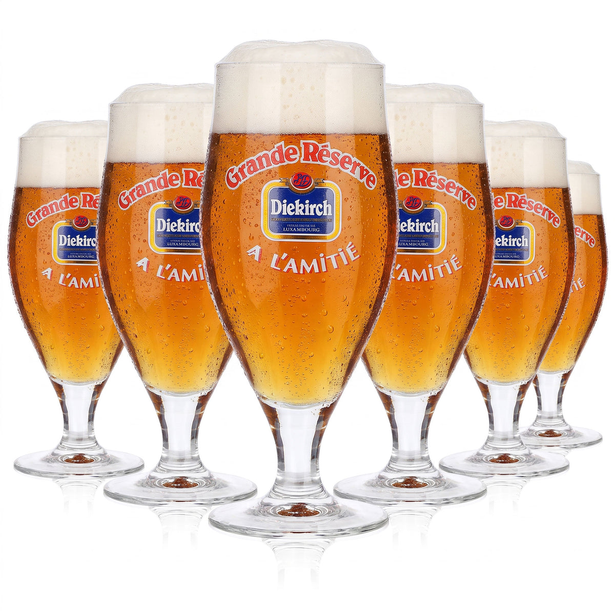 6x Diekirch Beer Glass, 0.25 L, Grande Reserve A L'Amitié Brown Beer (Set of 6)