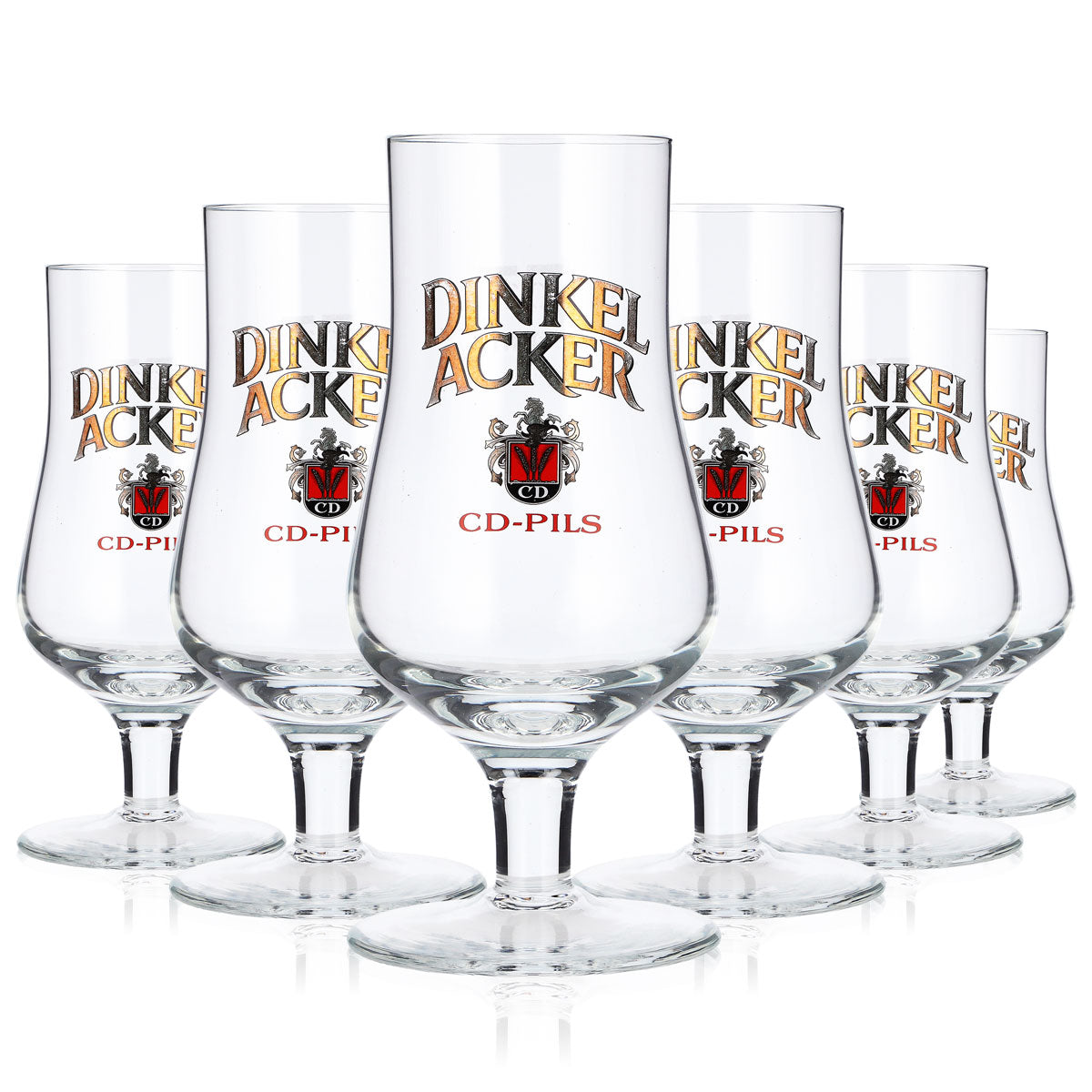 6x Dinkel Acker Beer Glass, 0.2 L, Tulip-Shaped, CD-Pils, Sahm Beer Glass, Goblet