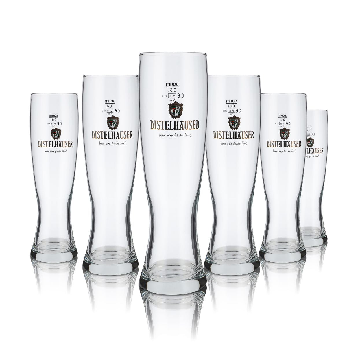 6x Distelhäuser Glass 0.5l Wheat Beer Glass Hefeweizen Glass Set Brewery Gastro