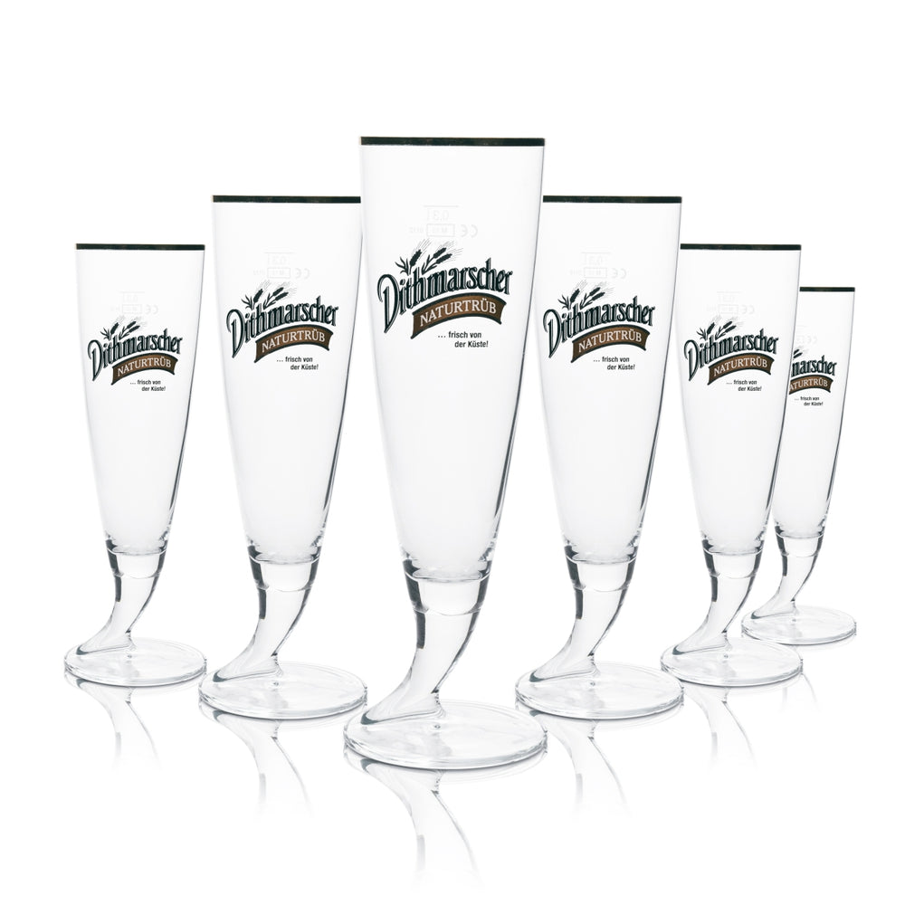 6x Dithmarscher Beer Glass Pilsener 0.3l Naturally Cloudy Horn Gold Rim Ritzenhoff