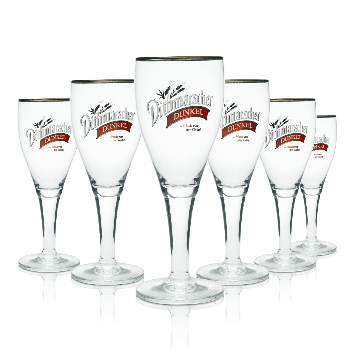 6x Dithmarscher beer glass trophy 0.3 l dark glass with gold rim, Ritzenhoff