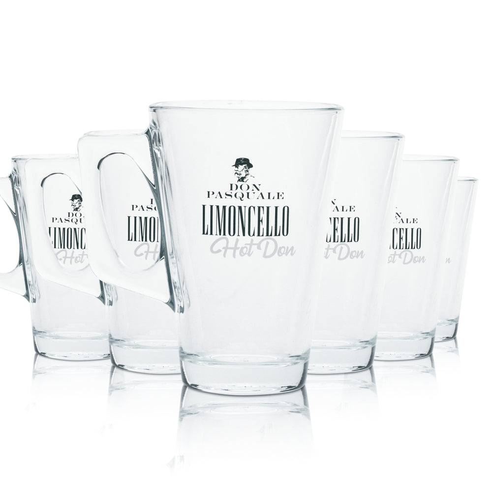 6x Don Pasquale Handle Glass 0.35l Limoncello Cup Jug Glasses Gastro Bar Italy