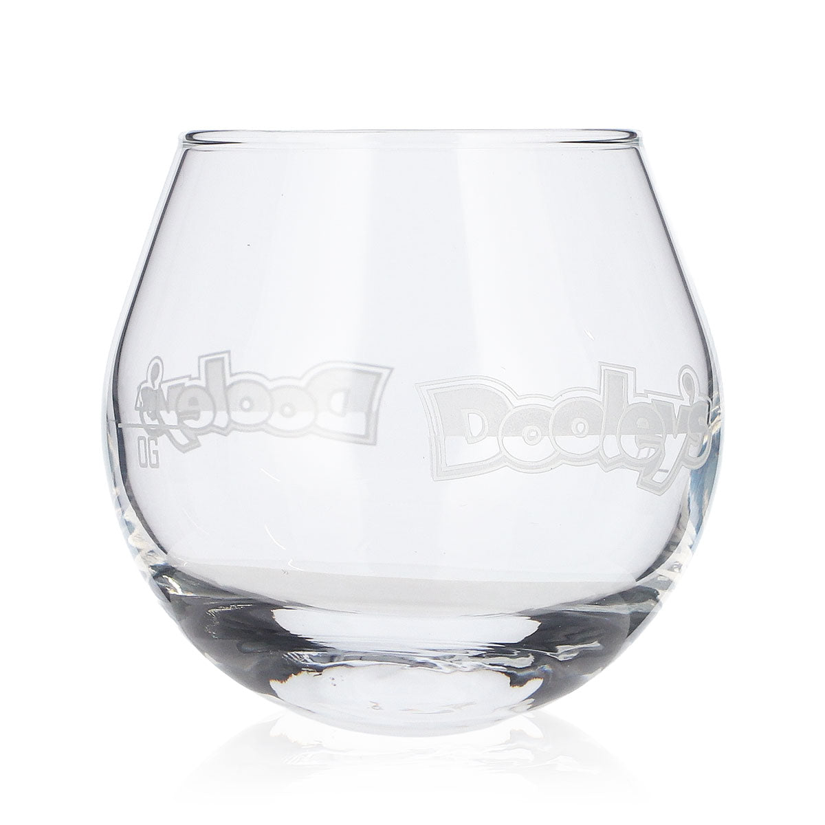 6 Dooley's Liqueur Glasses "Toffee Tipper" with White, Bold Logo and Wobbly Design (Set of 6) – View 3