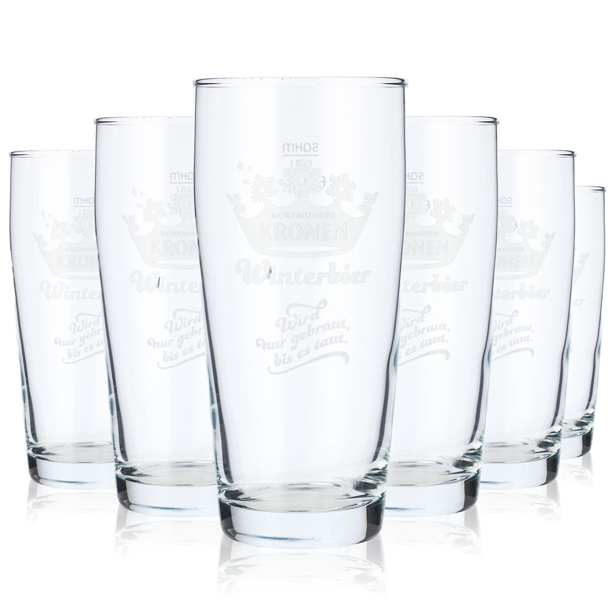 6x Dortmund Kronen beer glasses Willibecher glass 0.3l Winter beer edition