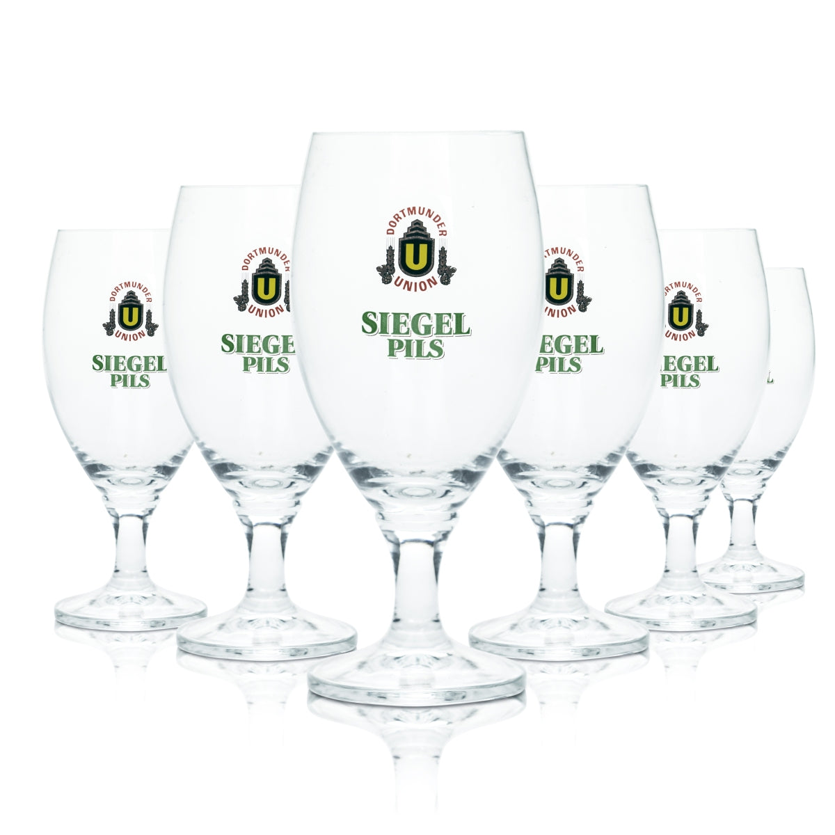 6x Dortmund Union Beer Glass 0.4l Tulip Cup Seal Pils Brewery Gastro Oak