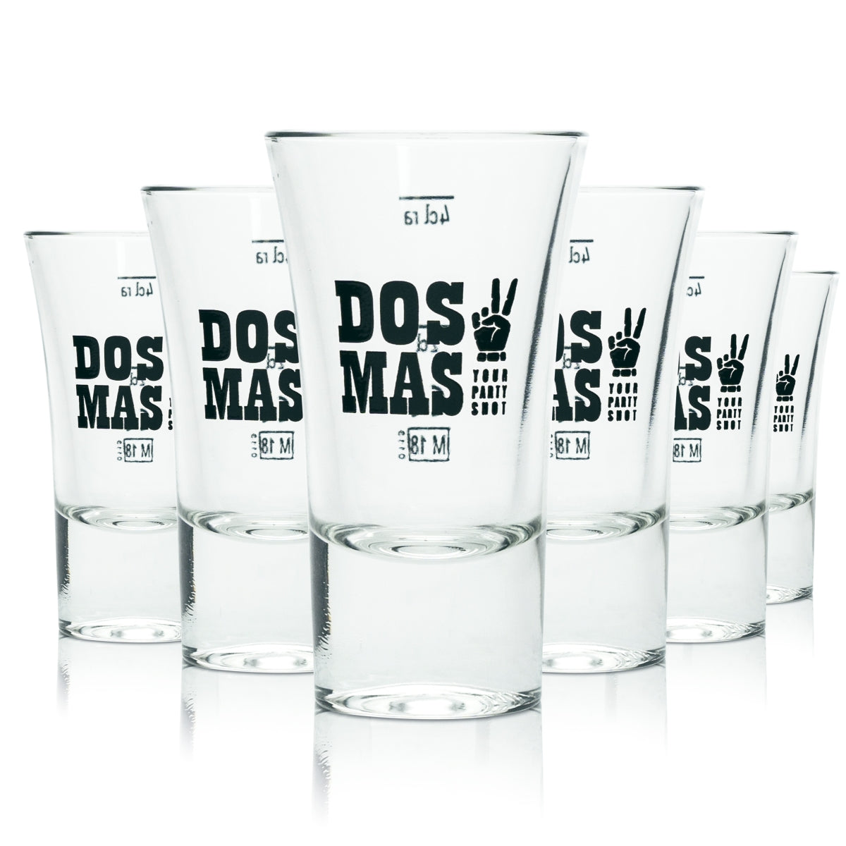 6x Dos Mas Glass 4cl Shot Short Shot Glasses Gastro Pub Bar Party Tequila
