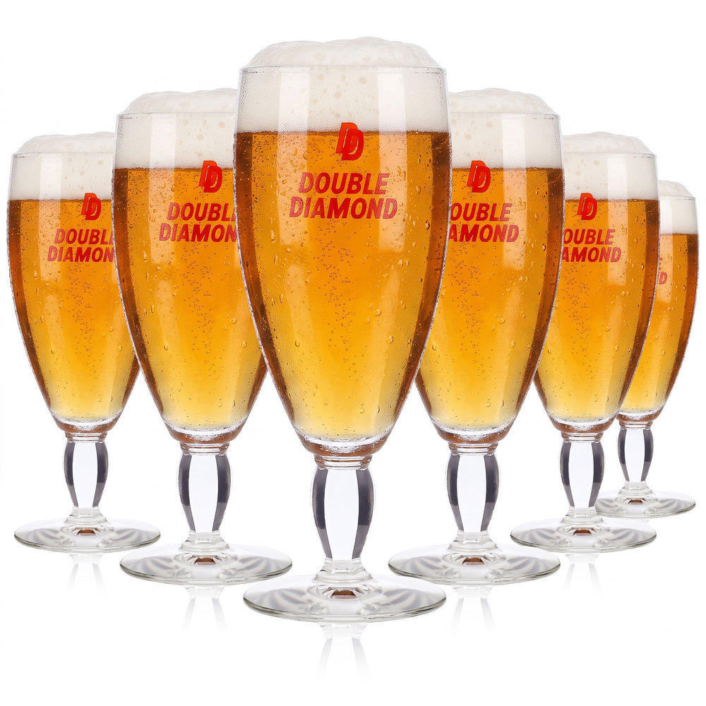 6x Double Diamond Beer Glasses, 0.34 L, Square Stem (Set of 6)