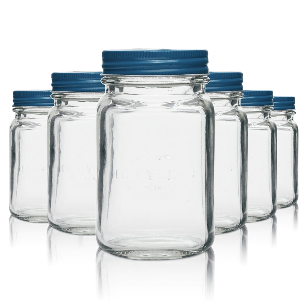 6x Dreyberg liqueur glass 0.4l screw-top jar with lid "Lemonade"