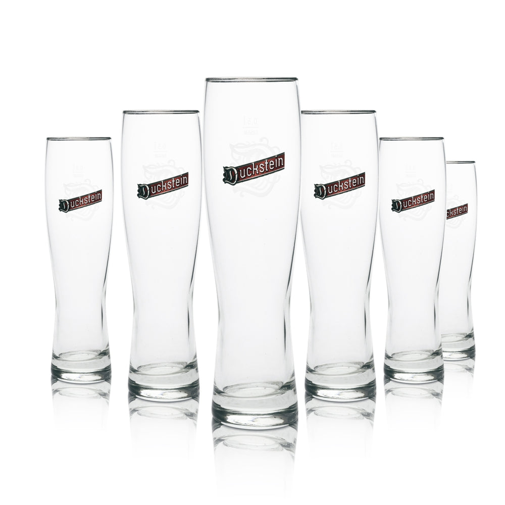 6x Duckstein Beer Glass Pilsener 0.5l Silver Rim