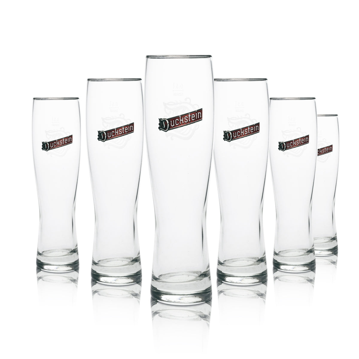 6x Duckstein Beer Glass Pilsener 0.5l Silver Rim