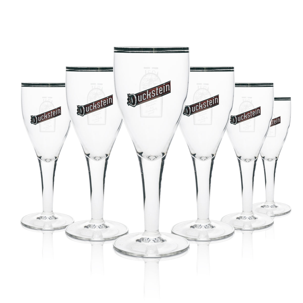 6x Duckstein beer glass trophy 0.3l silver rim double Sahm