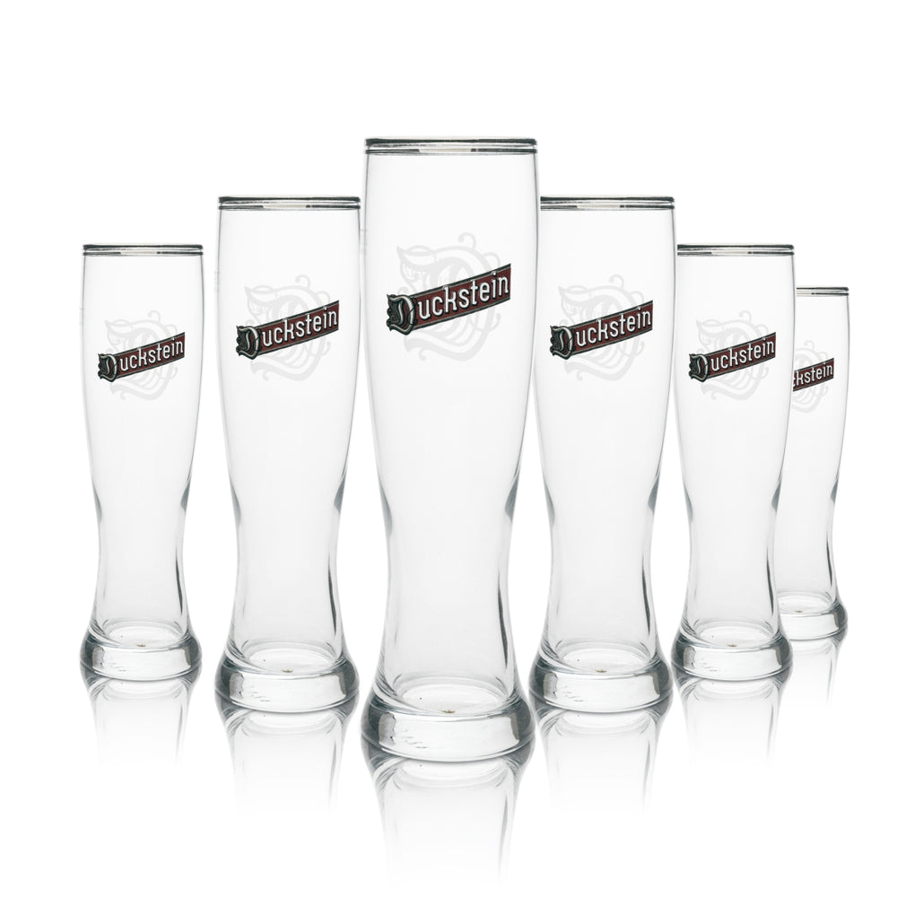 6x Duckstein Beer Glass Wheat 0.5l Silver Rim Double Sahm