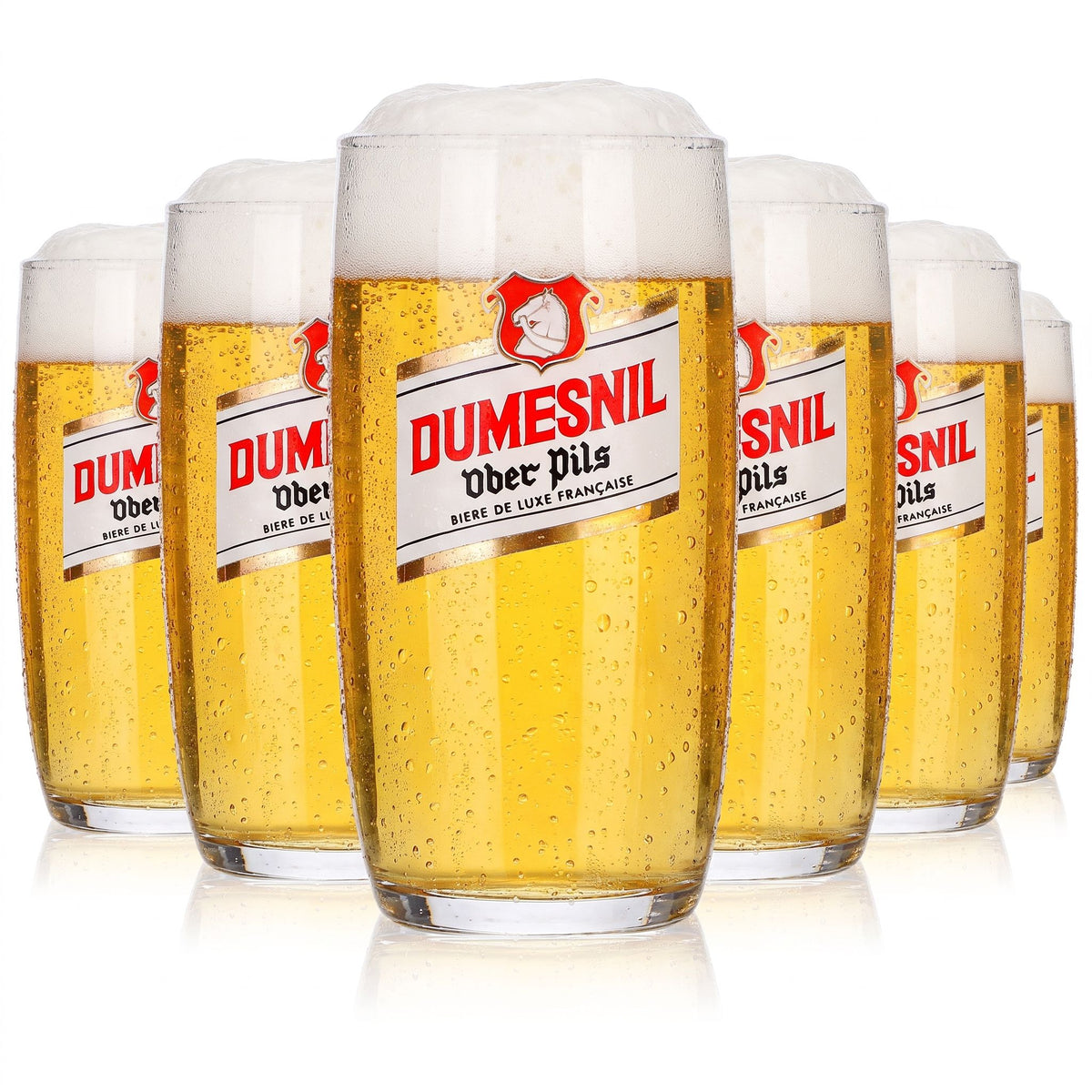 6 Dumesnil Beer Glasses, 0.25 L, Ober Pils, White/Gold Logo