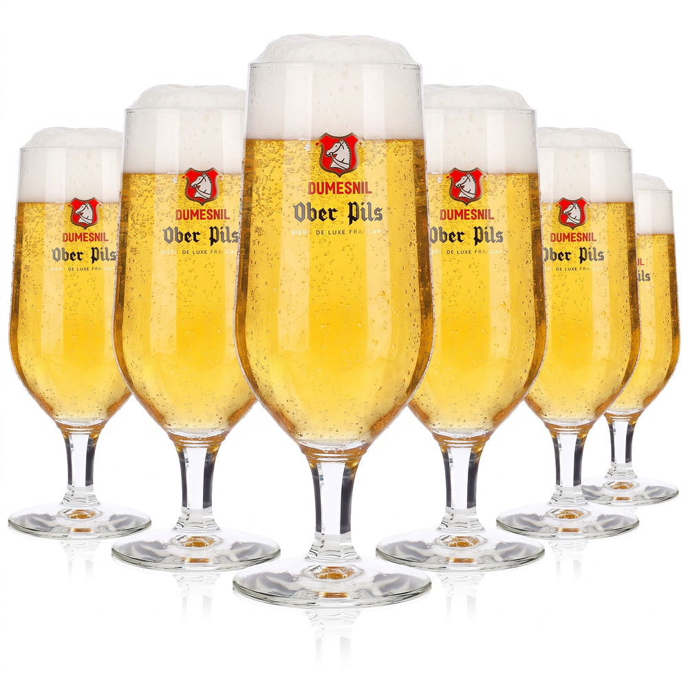 6 Dumesnil Beer Glasses, Tumblers, 0.25 L, Ober Pils, Red Logo, Set of 6