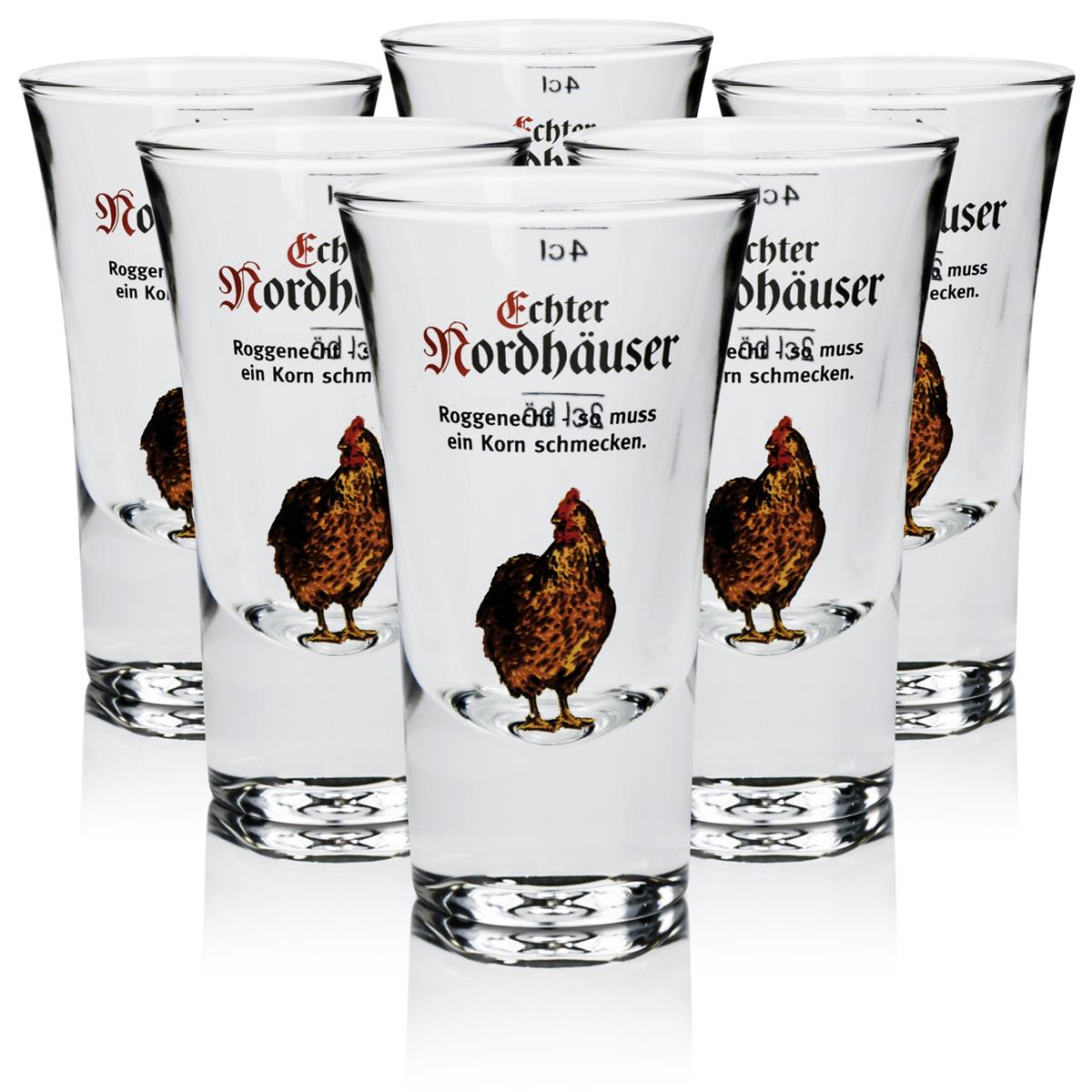 6x genuine Nordhäuser Korn glass 4cl shot