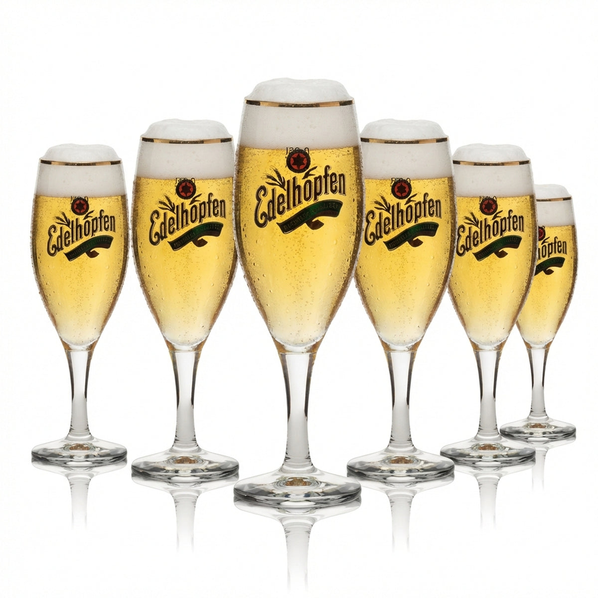 6x Edelhopfen beer glass 0.25l goblet with gold rim