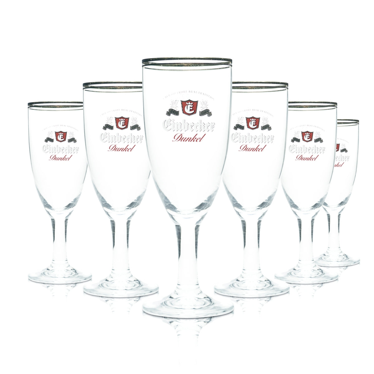 6x Einbecker beer glass 0.3l tulip goblet Maredsouse gold rim glasses, catering