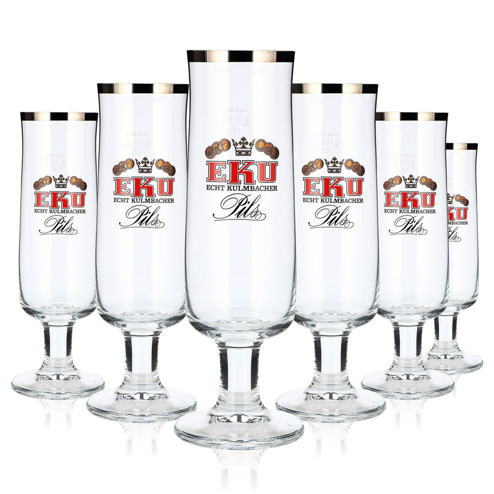 6 Eku Beer Glasses, 0.3 L, Goblet, Platinum Rim, RC (Set of 6)