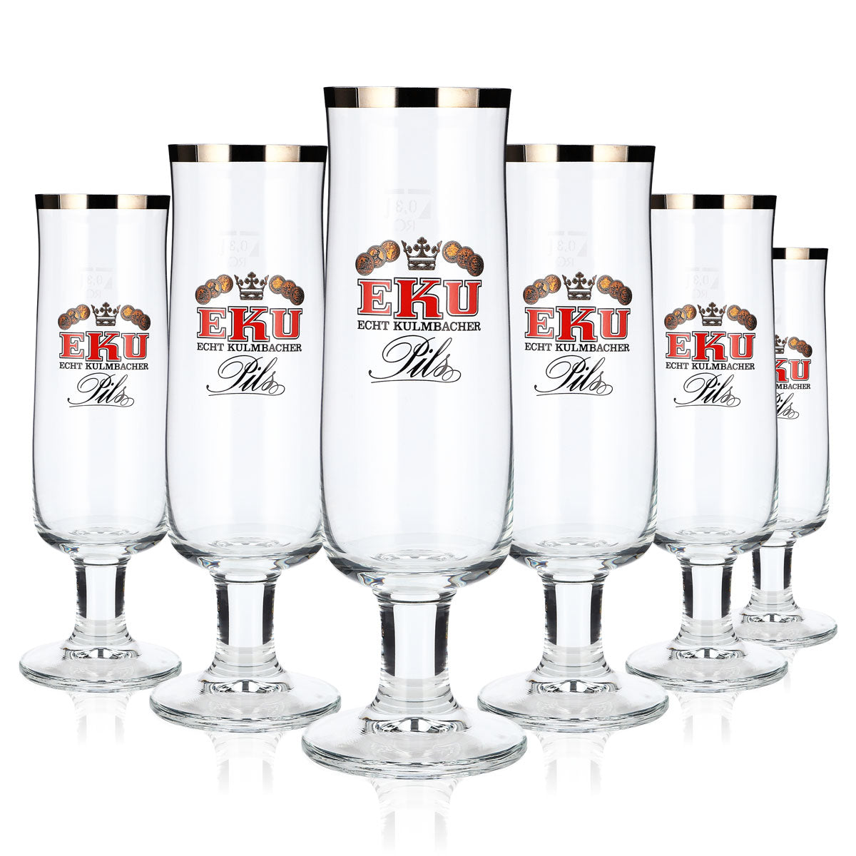 6 Eku Beer Glasses, 0.3 L, Goblet, Platinum Rim, RC (Set of 6)