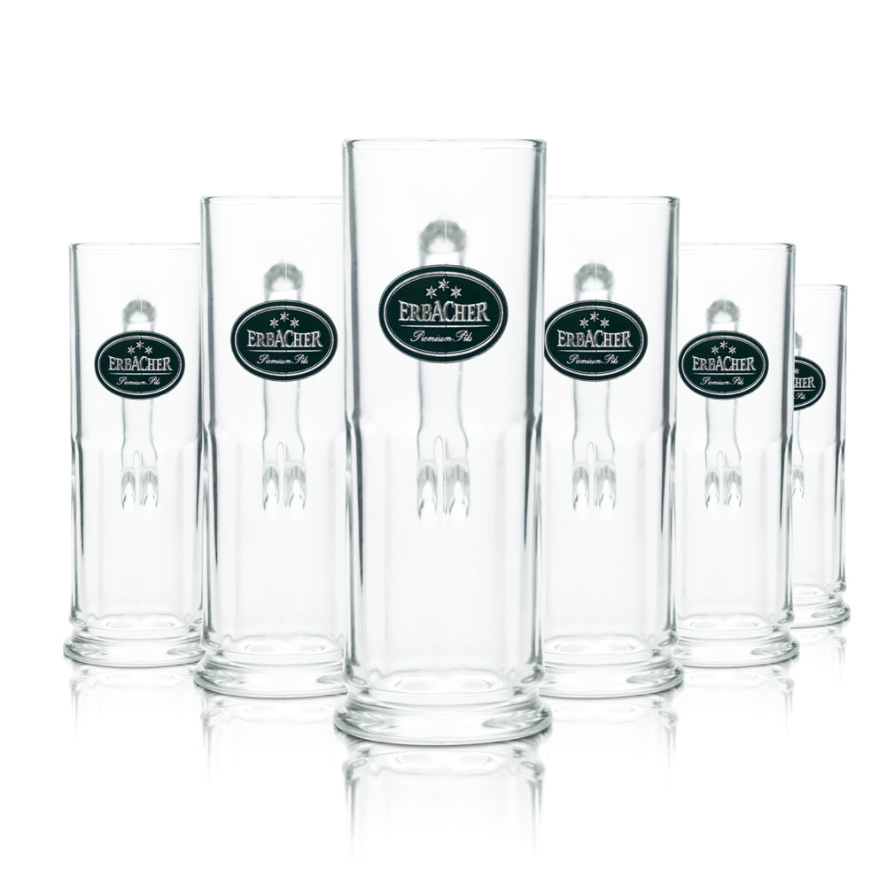 6x Erbacher Brauhaus beer glass 0.3l mug tankard Seidel glasses contour Pils Gastro