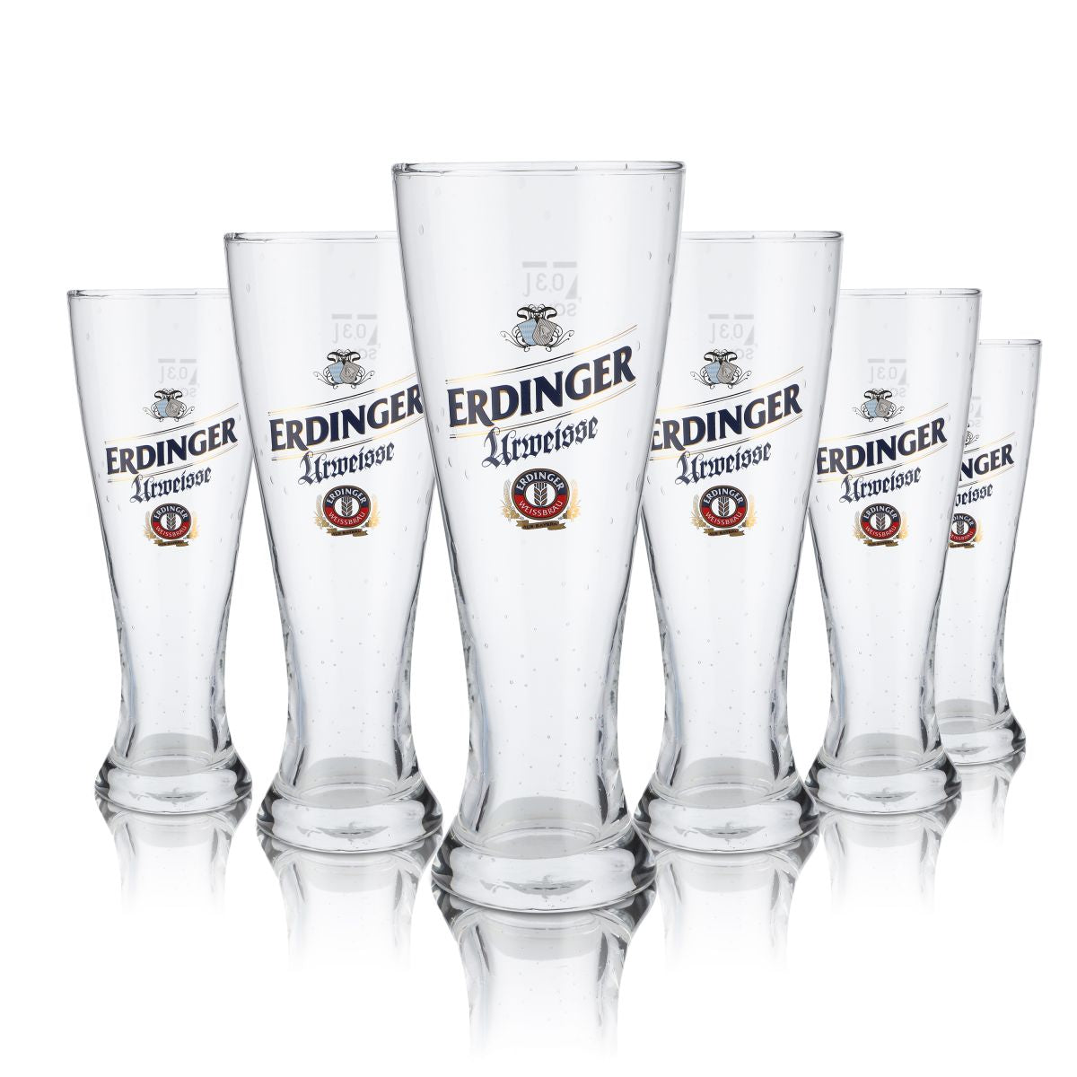 6x Erdinger Glass 0.3l Urweisse Wheat Beer Glass Pearl Effect Handmade Hefeweizen – View 3