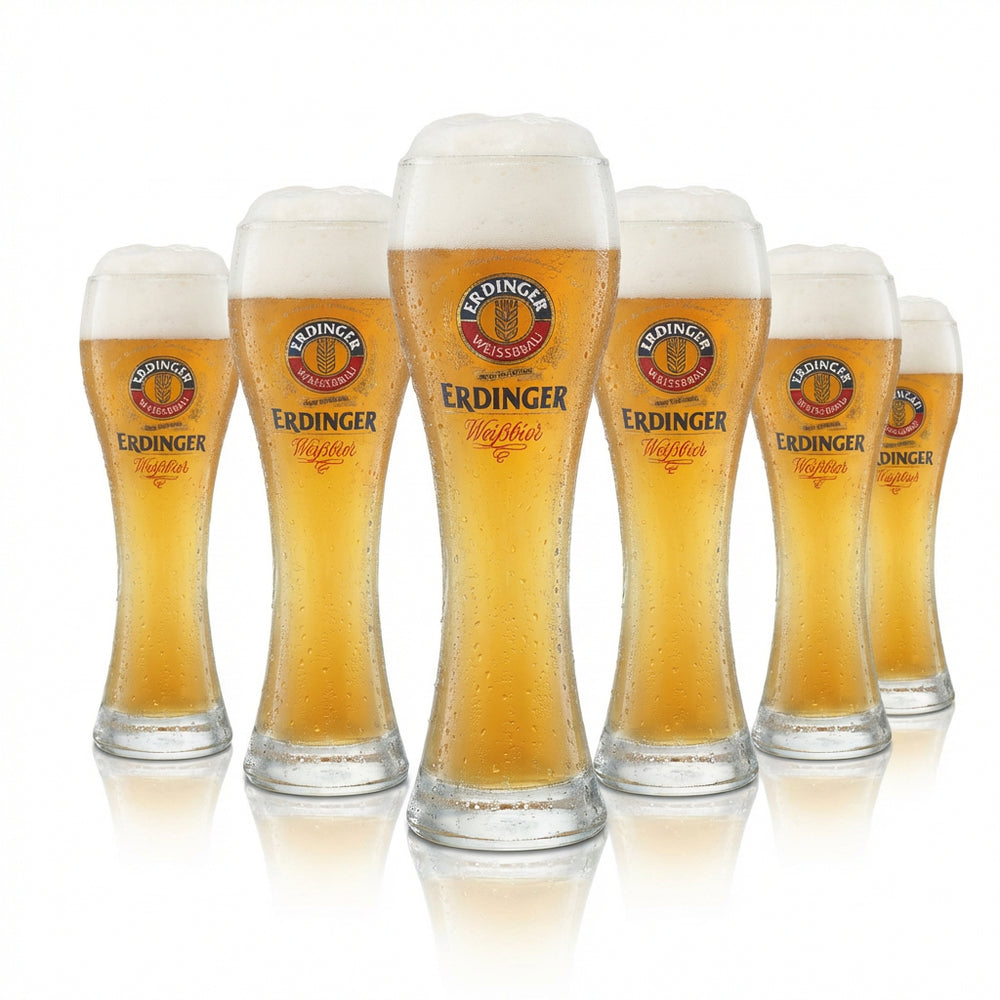6x Erdinger Glass 0.3l Wheat Beer Yeast Wheat Glasses Gastro Calibrated Bräu Brewery