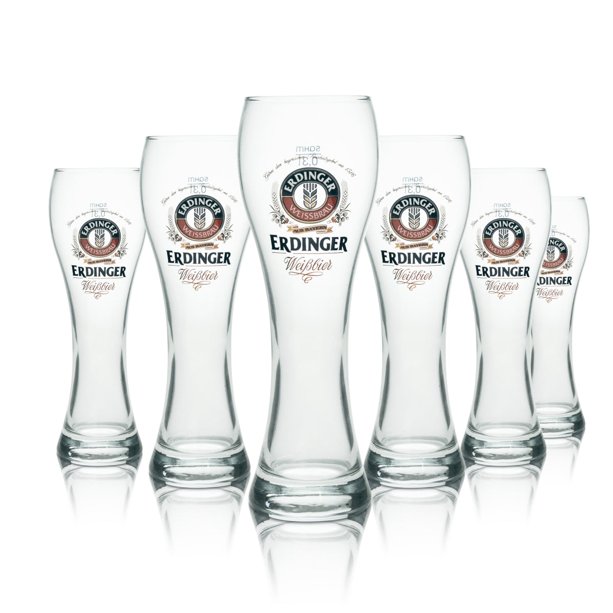 6x Erdinger Glass 0.3l Wheat Beer Yeast Wheat Glasses Gastro Calibrated Bräu Brewery – View 4