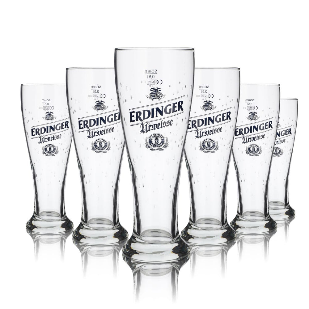 6x Erdinger Urweisse Glass 0.5l Wheat Beer Glass Hefeweizen Glasses Drop Design