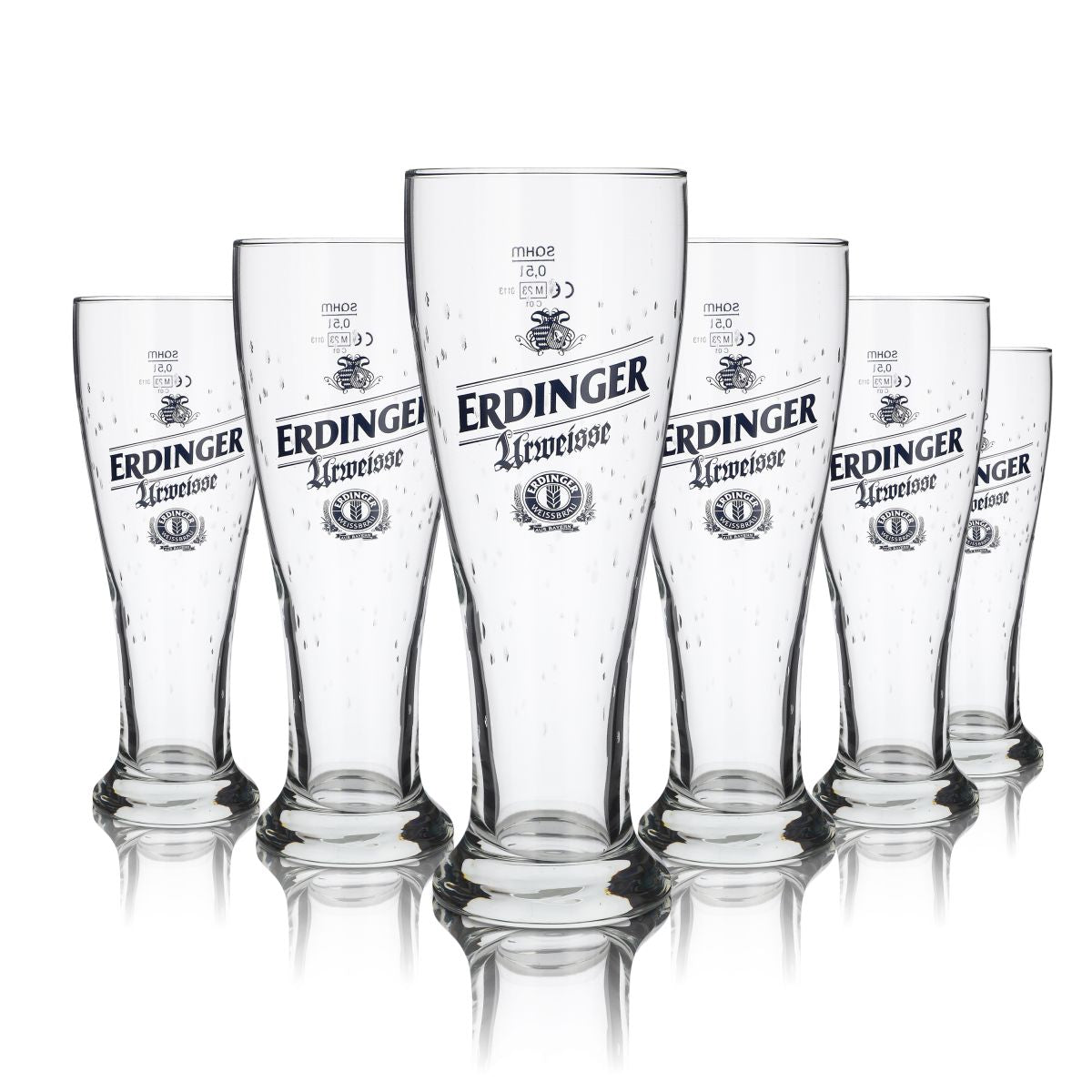 6x Erdinger Urweisse Glass 0.5l Wheat Beer Glass Hefeweizen Glasses Drop Design