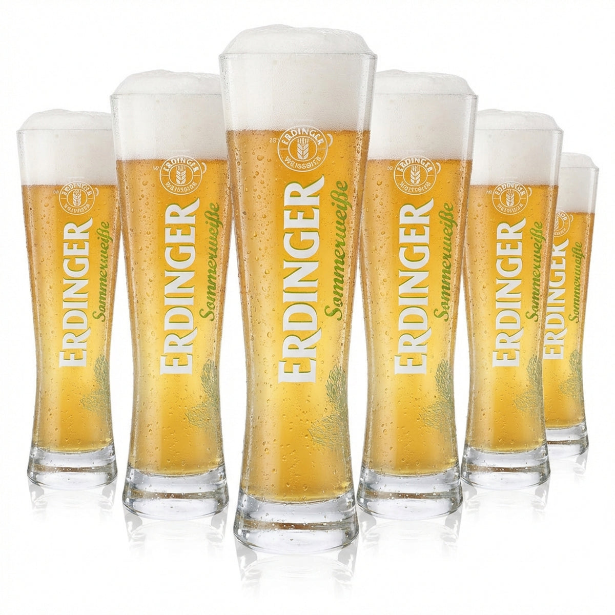 6x Erdinger Weissbier beer glasses, 0.3 l "Sommerweisse"