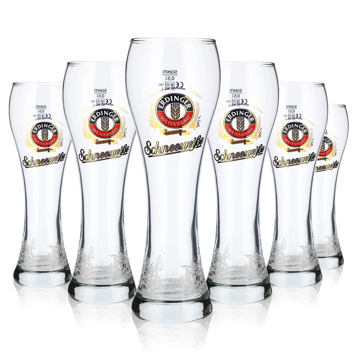 6x Erdinger Weissbräu beer glass 0.5l Beer glasses Wheat beer glass "Snow White" – View 3