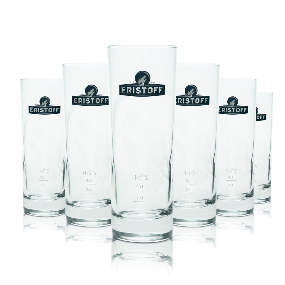 6x Eristoff Vodka Glass 0.3l High-quality Long Drink Cocktail Glasses Ember Haze
