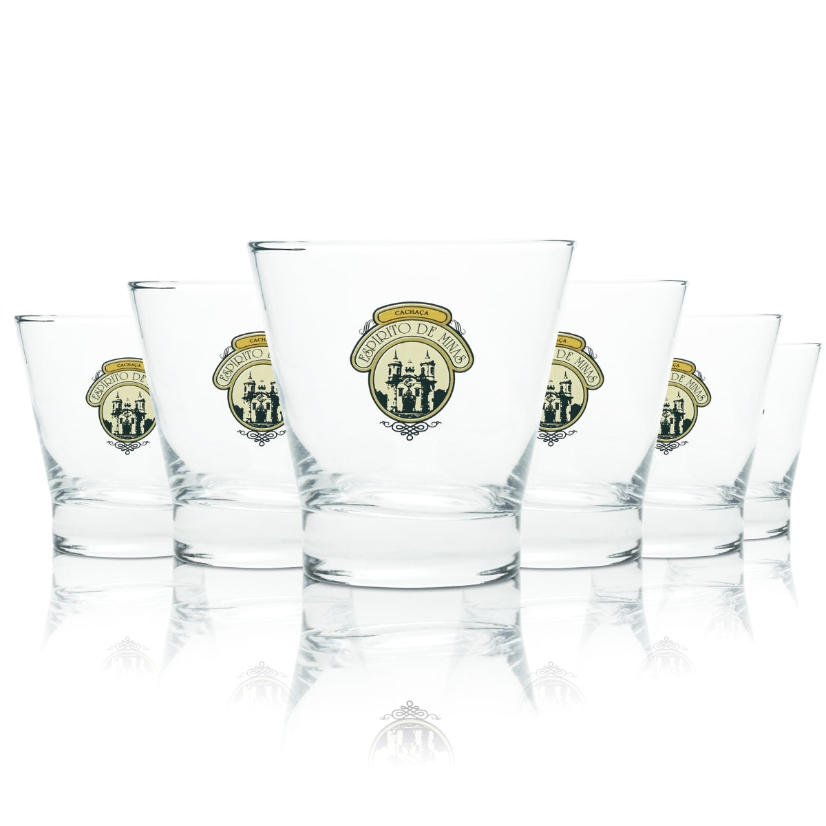 6x Espirito de Minas Rum Glass 0.25l Tumbler Cachaca Glasses Cocktail Lowball Bar