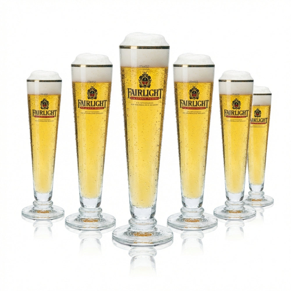 6x Fairlight beer glass 0.2 l tulip glass with gold rim, glasses, gastro pub, pilsner, brewery