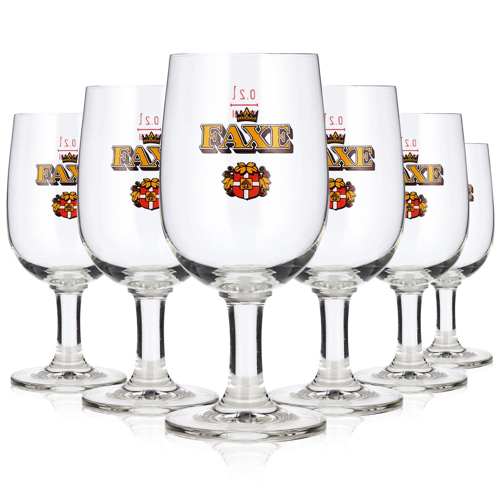 6 Faxe Beer Glasses, 0.2 L, Rastal King Tulip-Shaped Glasses