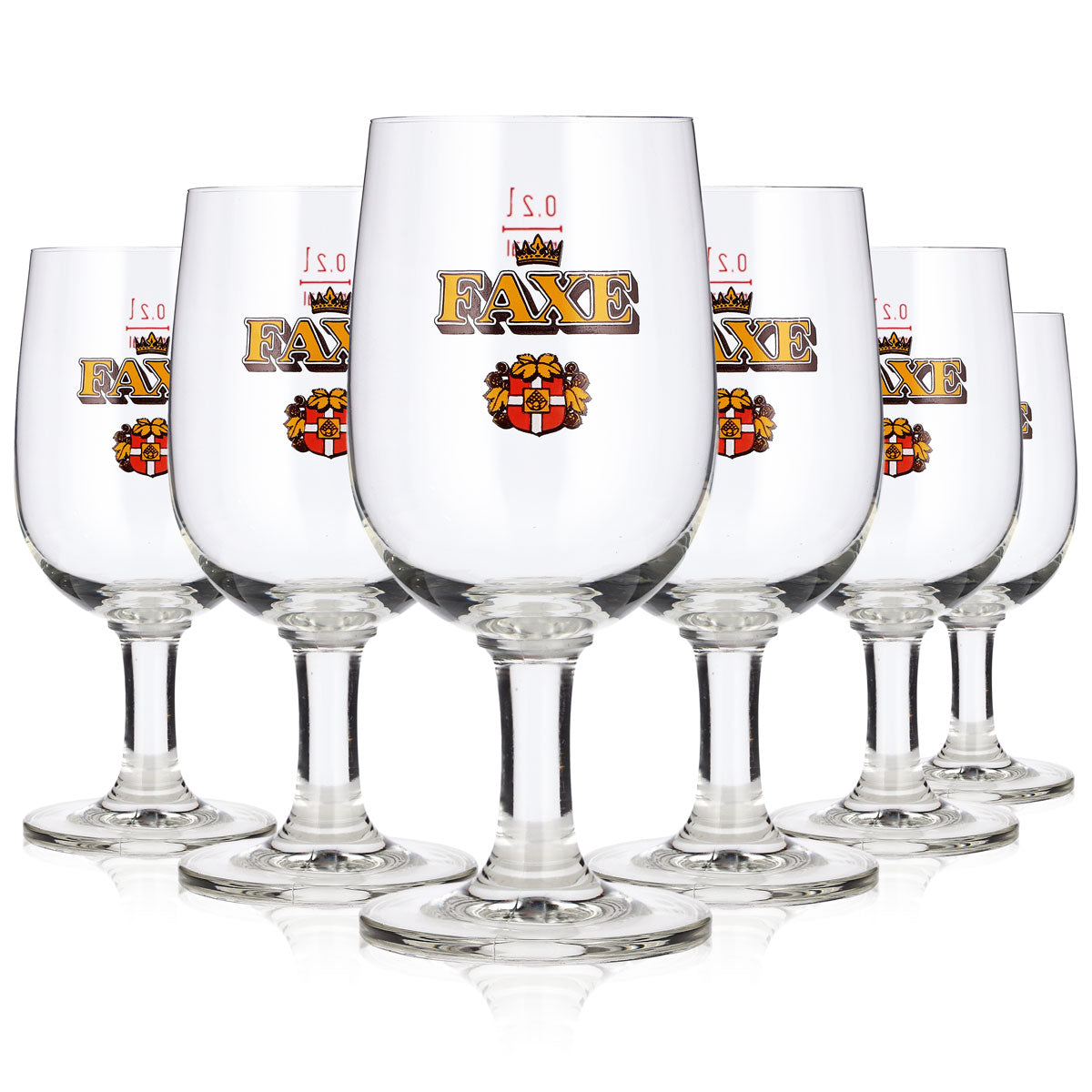 6 Faxe Beer Glasses, 0.2 L, Rastal King Tulip-Shaped Glasses
