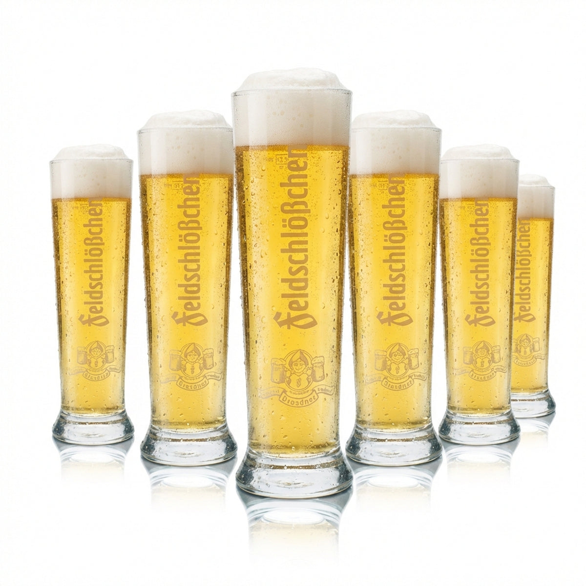 6x Feldschlößchen glass 0.3l beer trophy tulip mug glasses catering calibrated beer