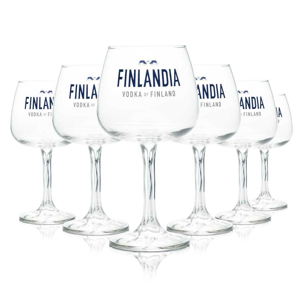 6x Finlandia Glass 0.48l Balloon Cocktail Long Drink Aperitif Glasses Finland Vodka